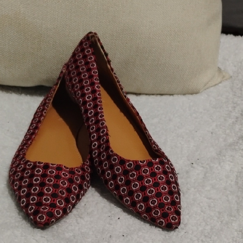 J Crew Patterned Red Flats